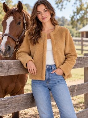 Dudley Stephens Cat Rock Cardigan in Sherpa Fleece